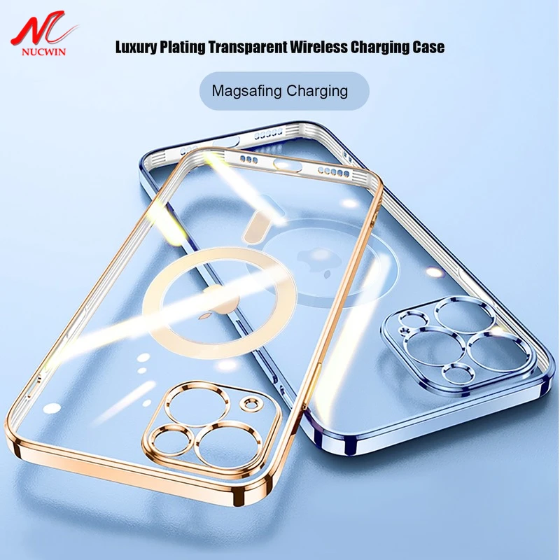 Luxury Gold Plating Magent Phone Case for iPhone 13 Mini 13 Pro Max Magsafing Charging Cover for iPhone 12 11 Xs X Xr 7 8 Plus magsafe charger iphone 12