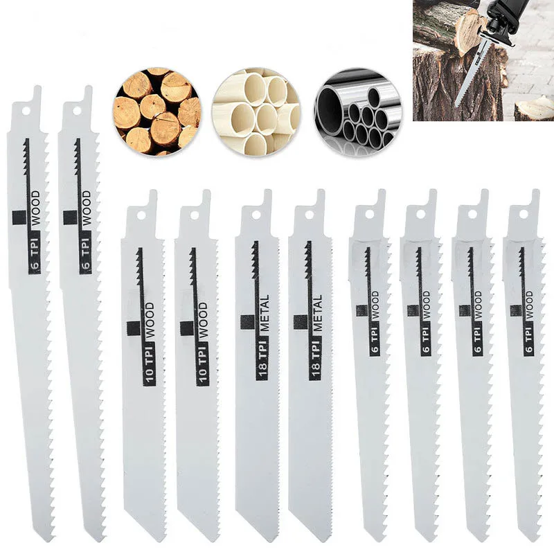 

10Pcs Reciprocating Saw Blades Multitool Saber Saw Handsaw Multi Saw Blade for Cutting Wood Metal Electrical Tools Accessories