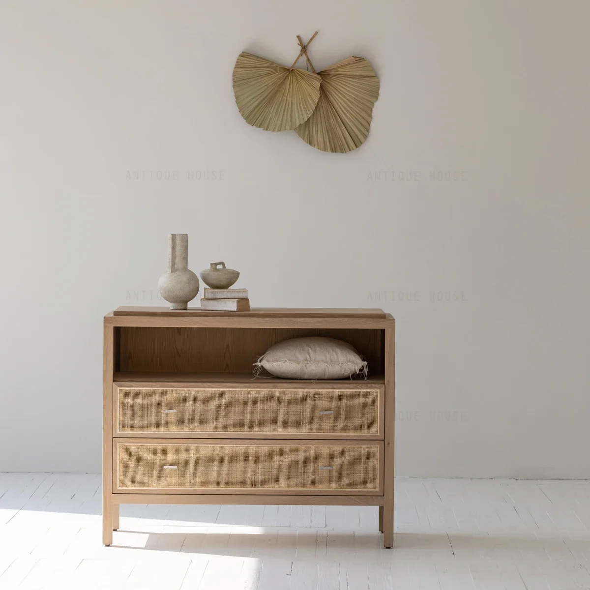 

French Country Furniture Minimalist Furniture Wabi Sabi Rattan Oak Wood Cabinet Bedroom Cabinets Bedside Cabinet