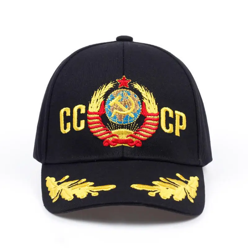 New CCCP USSR National Emblem Style Baseball Cap Unisex Black Red Cotton Snapback Cap With Embroidery High Quality Hats Garros