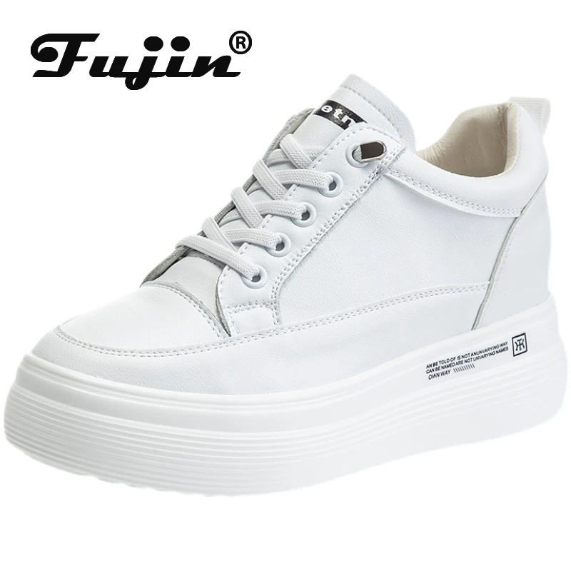 Women's White Genuine Leather Sneakers | Wedge Leathers