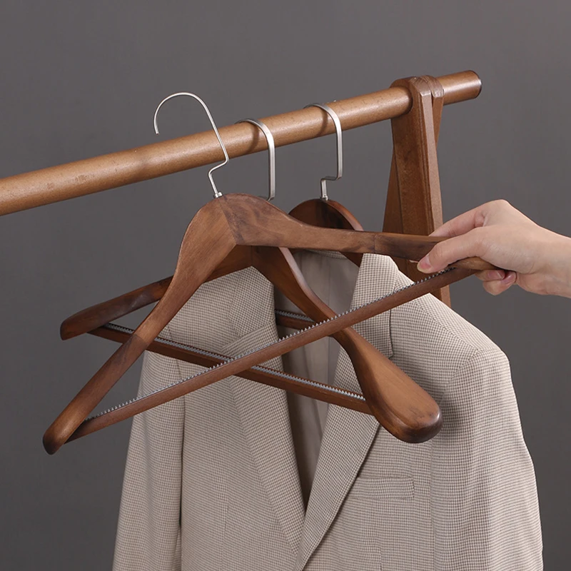 Coat Hangers Closet Organizer Non Slip Flocking Wide Shoulder Luxury Wooden  Suit Coat Velvet Clothes Hanger вешалка для одежды