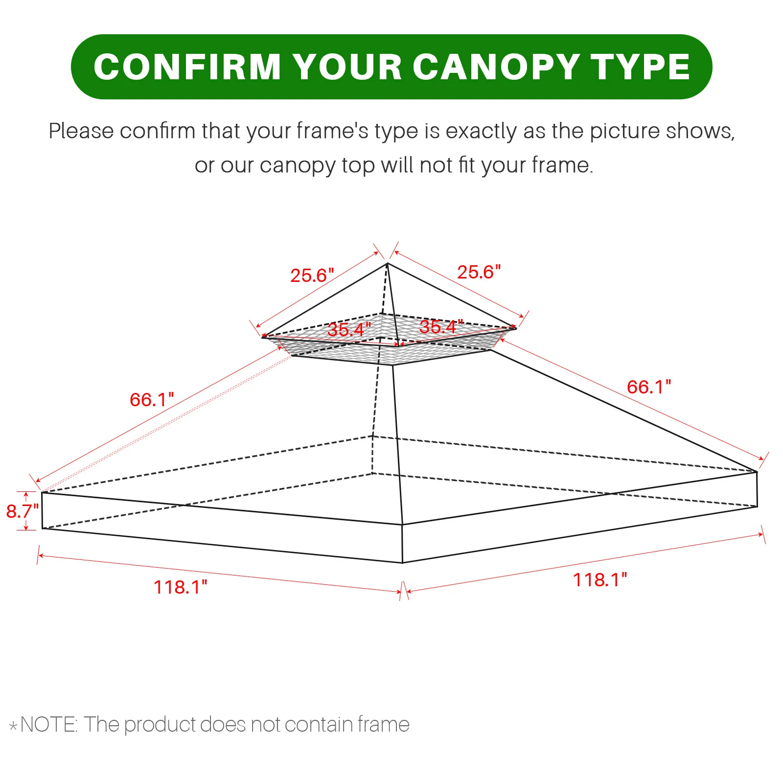 3x3m Canopy Replacement Top Canopy Cover Replacement 118"x118" Double Tiered Gazebo Covers for Yard Patio Garden Canopy Sunshade images - 6