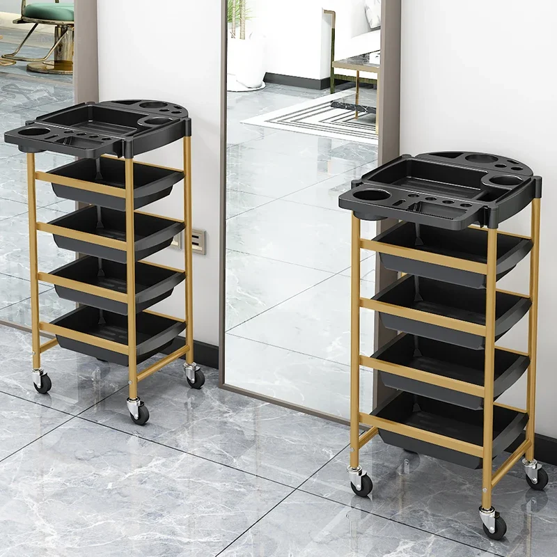 Multifunctional Beauty Trolley Rack Barber Shop Iron Salon Trolleys Beauty Salon Perm And Dye Organizer Trolley Furniture multi layer storage trolley
