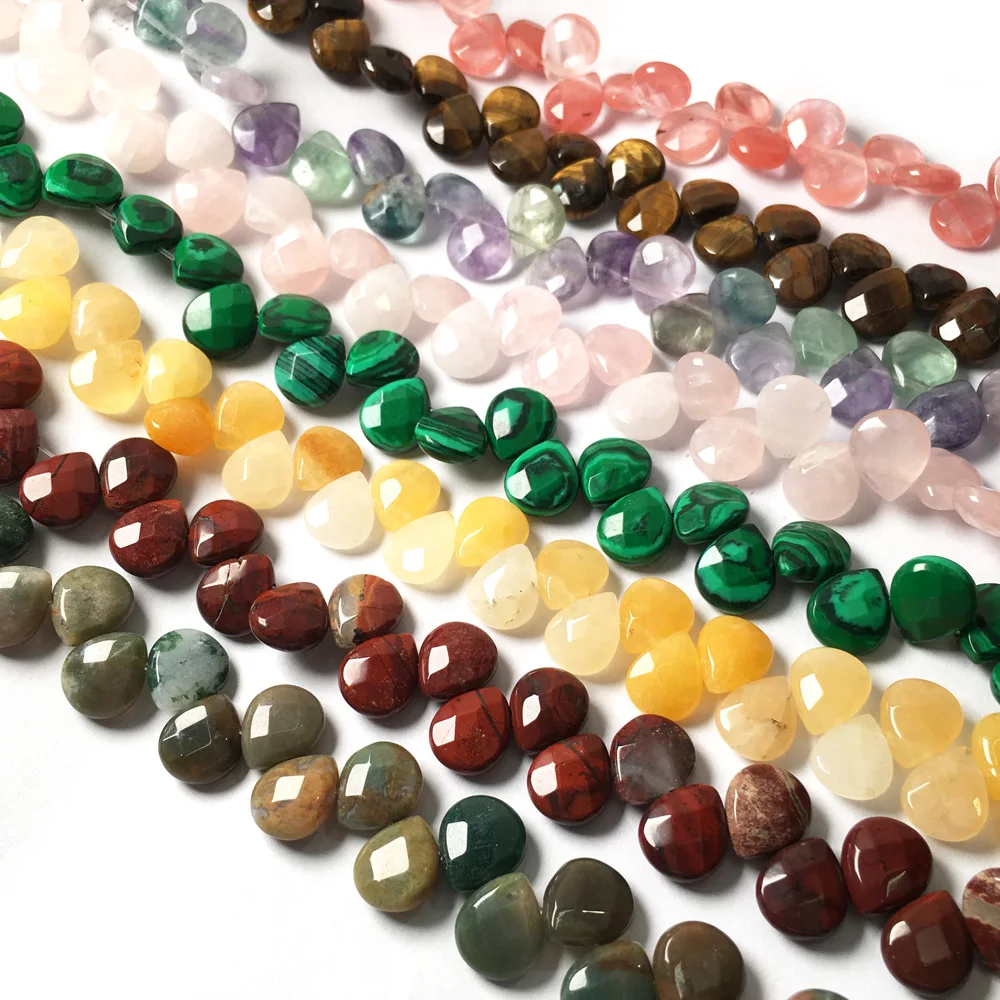 

Natural Stone Beaded Faceted Water Drop Shape Gemstone Isolated Loose Beaded for Jewelry Making DIY Bracelet Necklace Accessorie