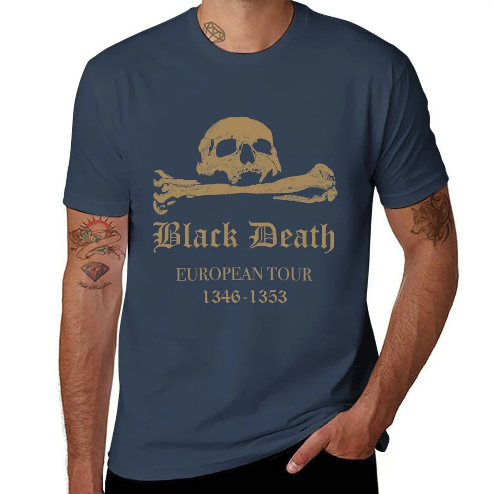European Tour Custom Design Black T-Shirt - Men's Plus Size Slim Fit