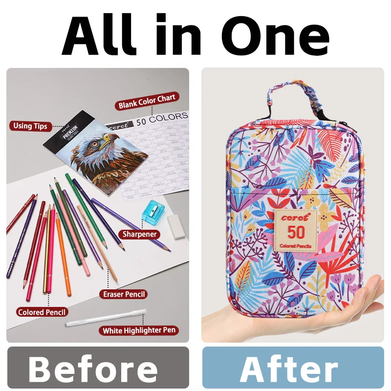 성인 색칠, 금속 코어 연필, 그리기, 쓰기, 색칠, 성인을위한 장식을위한 50pcs 컬러 연필 세트