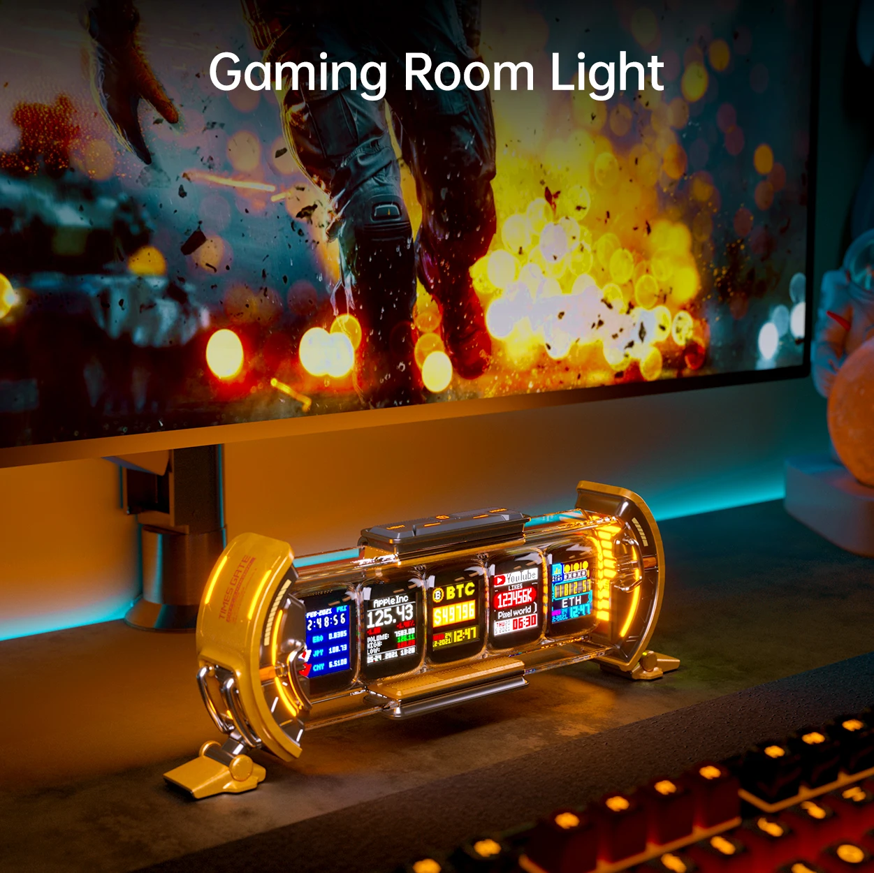 Times Gate Gaming Room Setup Digital Clock with Smart APP Control, WiFi Connect, 3