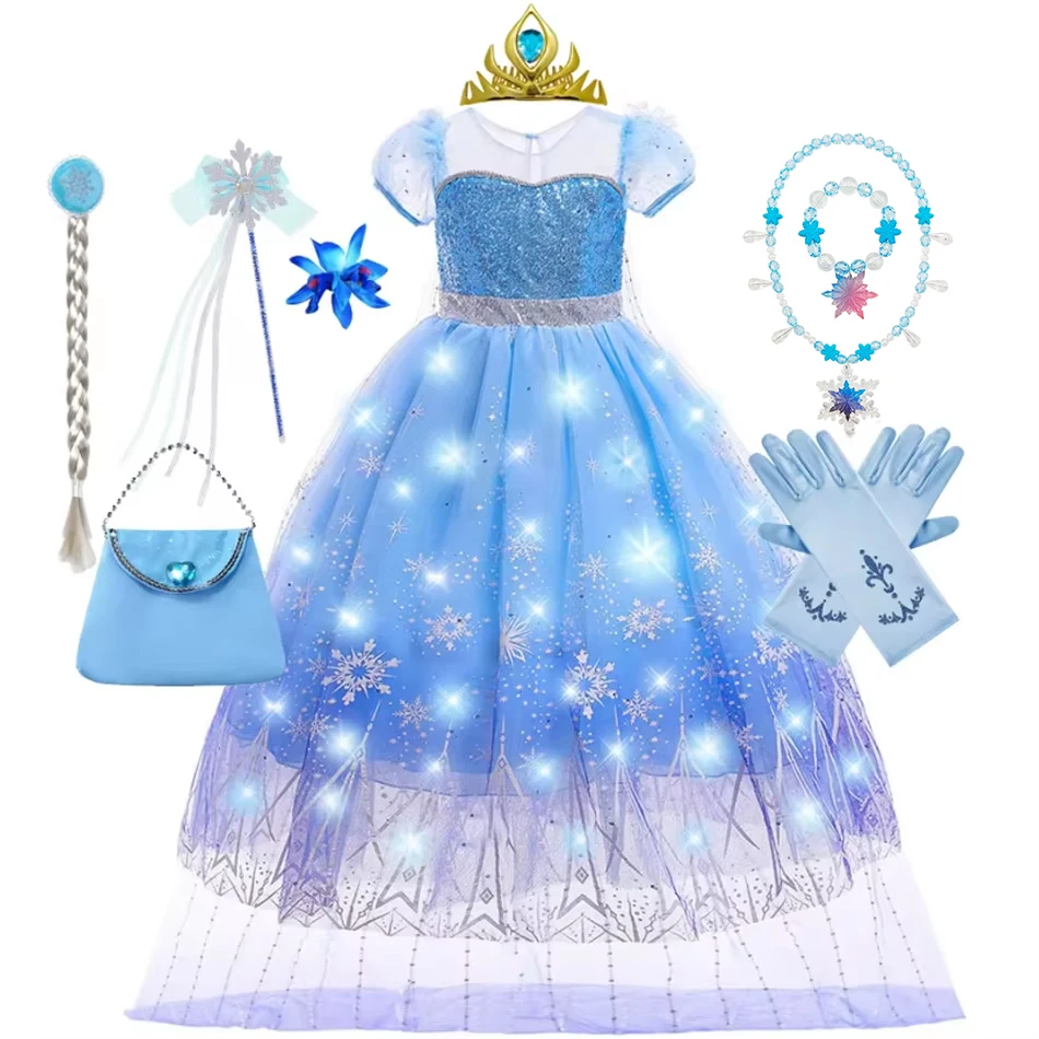 Fancy Snow Queen Elsa Anna Costume Girls Princess Dress Toddler Halloween Cosplay Party LED Light Vestido For 2-10 Years - AliExpress 1501 Fancy Snow Queen Elsa Anna Costume Girls Princess Dress Toddler Halloween Cosplay Party LED Light Vestido For 2-10 Years - AliExpress 1501