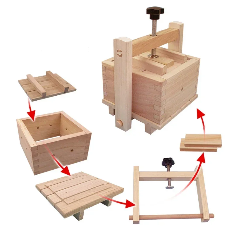 DIY Wooden Tofu Press Mould Set Homemade Cheese Tofu Mold Soybean Curd Making Mold Kitchen Accessories Cooking Tool kitchen utensils tofu mold