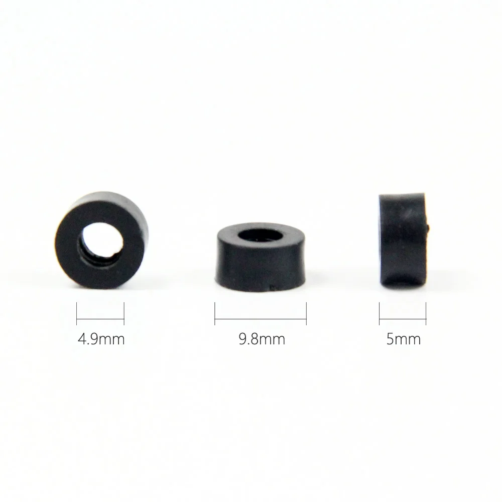 100개 홀스터 스페이서 블랙 나일론 원형 고무 와셔 5mm 두꺼운 O-링 패스너