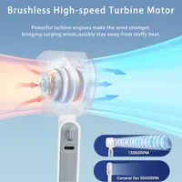 Portable Mini Fan 3600mAh Rechargeable Battery USB Fan Foldable Handheld Fan Turbo Bladeless Small Pocket Fan 5 Gear for Outdoor 2