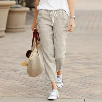 Elegant Solid Drawstring Straight Pants Fashion Women Y2K Pocket Loose Cotton Elastic Waist Baggy Pant Casual Sweatpant Trousers 1
