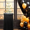 2 Pcs Cocktail Table Covers 32"x 43" Spandex Stretch Round Tablecloths Skirt for Fitted High Top Table Bar Banquet Wedding Party 2