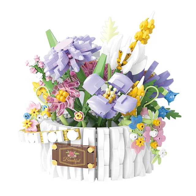 Building blocks flower series eternal flower basket building blocks assembling toys for girls gifts 5