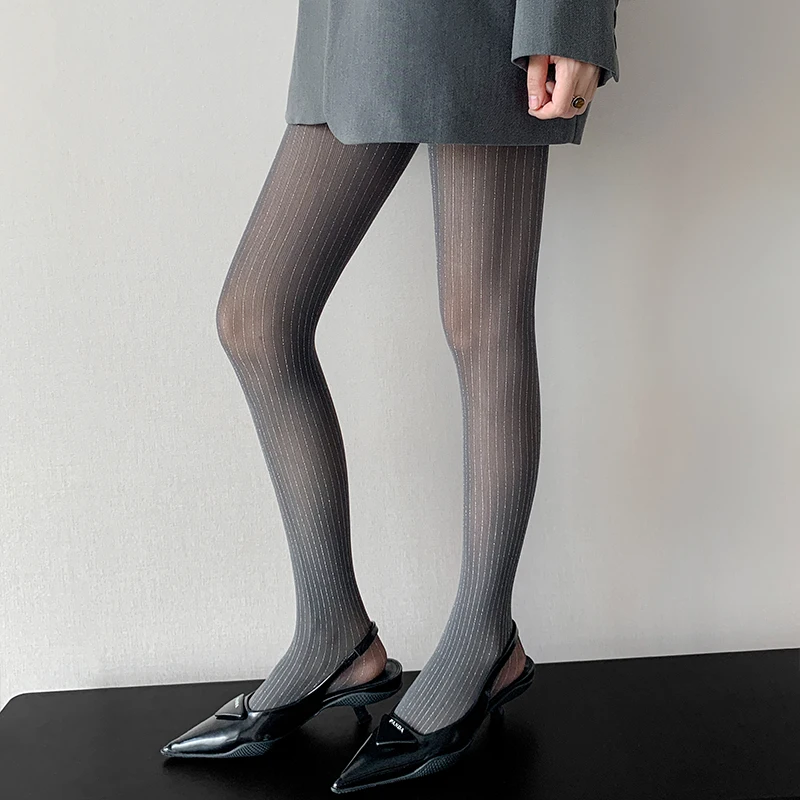 Y2k Shiny Silber Gestreifte Strumpfhosen Frauen Glitter Strumpfhosen 2025, Herbst Sexy Dünne Strümpfe Strumpfhosen frauen Sexy Strumpfhosen Für Party – Detail 16