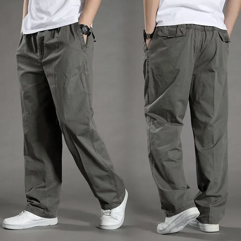 Tactical Work Pants Men's 2024 Autumn Casual Camping Light Wide Leg Pants Outdoor Hiking Cotton Breathable Pocket Cargo Pants