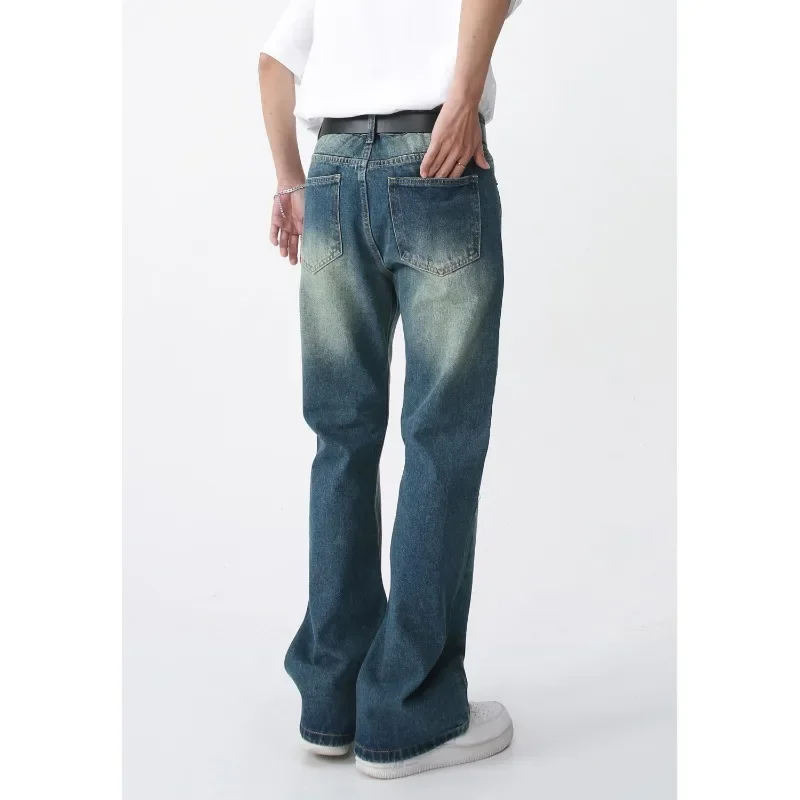 Jeans for Men Spring New Retro Old Worn White Micro Straight Pants High Street Fashion Casual Versatile Temperament Men Clothing