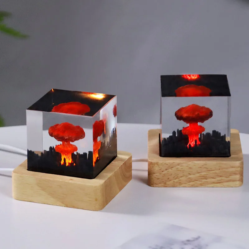 

3D Nuclear Mushroom Cloud Night Light Creative Explosion Bomb USB Table Lamp 3d Desktop Ornament Home Living Room Decoration