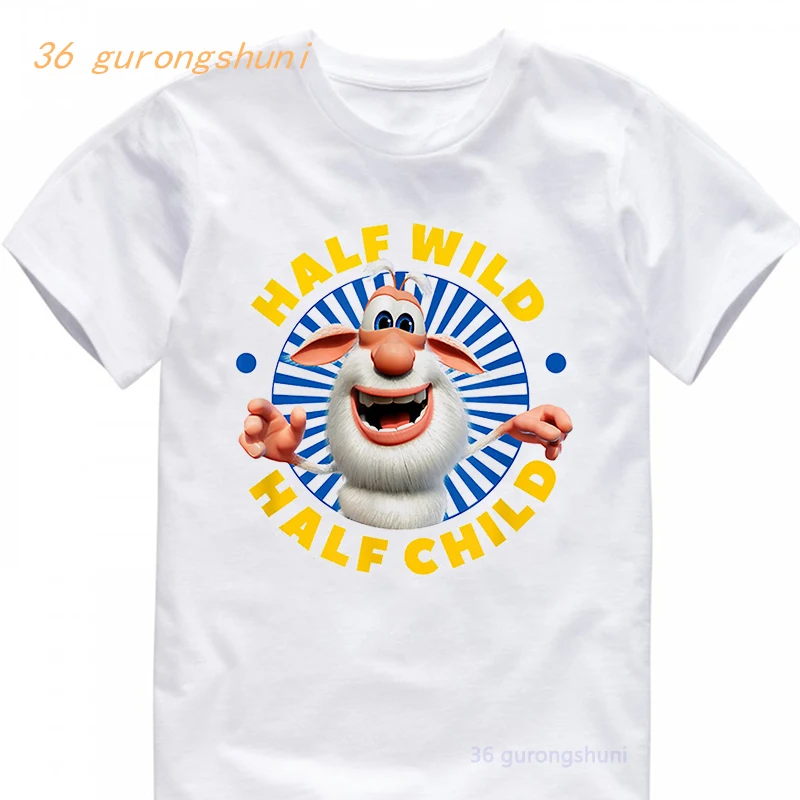 Cartoon dla dzieci ubrania dla dzieci chłopcy t shirt anime letni nadruk koszulki z krótkim rękawem koszulki dla dzieci Буба białe koszulki topy dla dziewczynek 371 Буба Мультфильм для детей