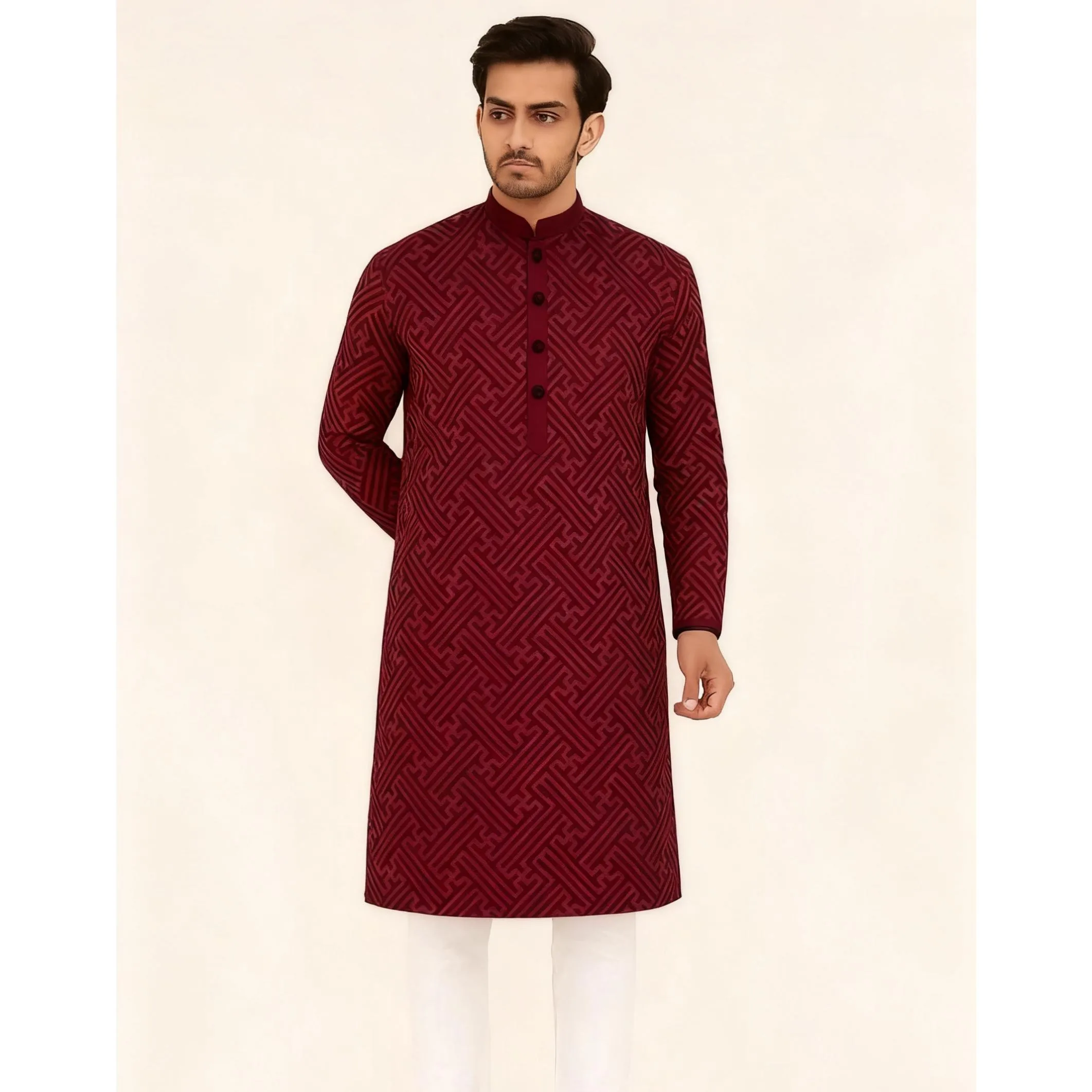 Muslim Caftan Dubai Men'S Robe Long-Sleeved Ethnic Style 2026 Stand Collar Arabic Clothing National style Middle Eastern