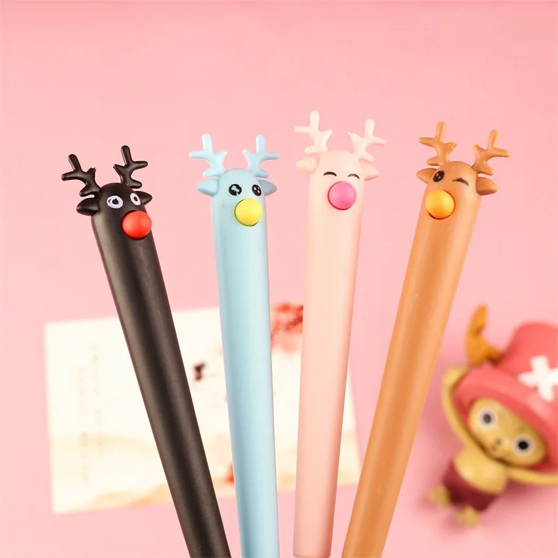 

0.5mm Kawaii Soft Rubber Cartoon Cute Deer Gel Ink Pens Cute School Office Writing Supplies Gift Stationery Prizes