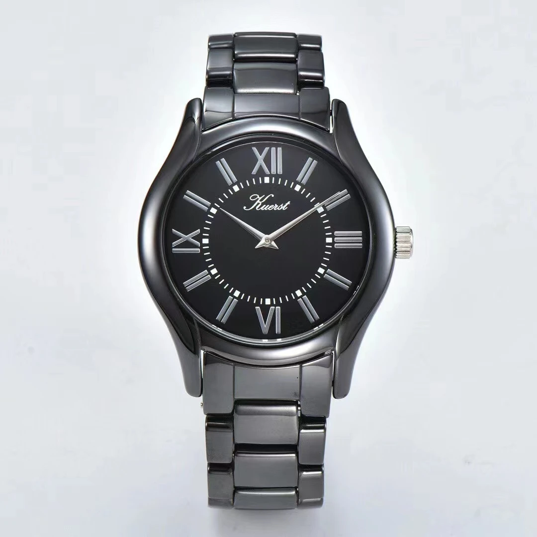 

Simple men's watch with high quality ceramic case and strap imported quartz movement