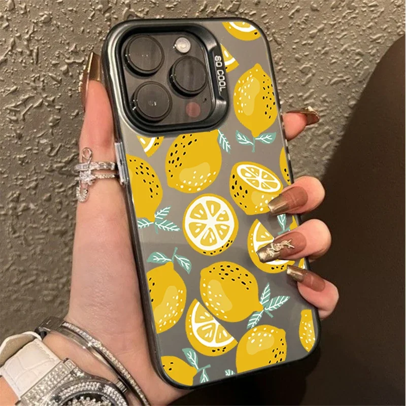 Retro Blue Striped Lemon Phone Case Cover