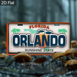 Vintage Florida Sunshine State Aluminum Wall Plaque - Retro License Plate Design with Trees - Aluminum 15x30cm (Aluminum sign)