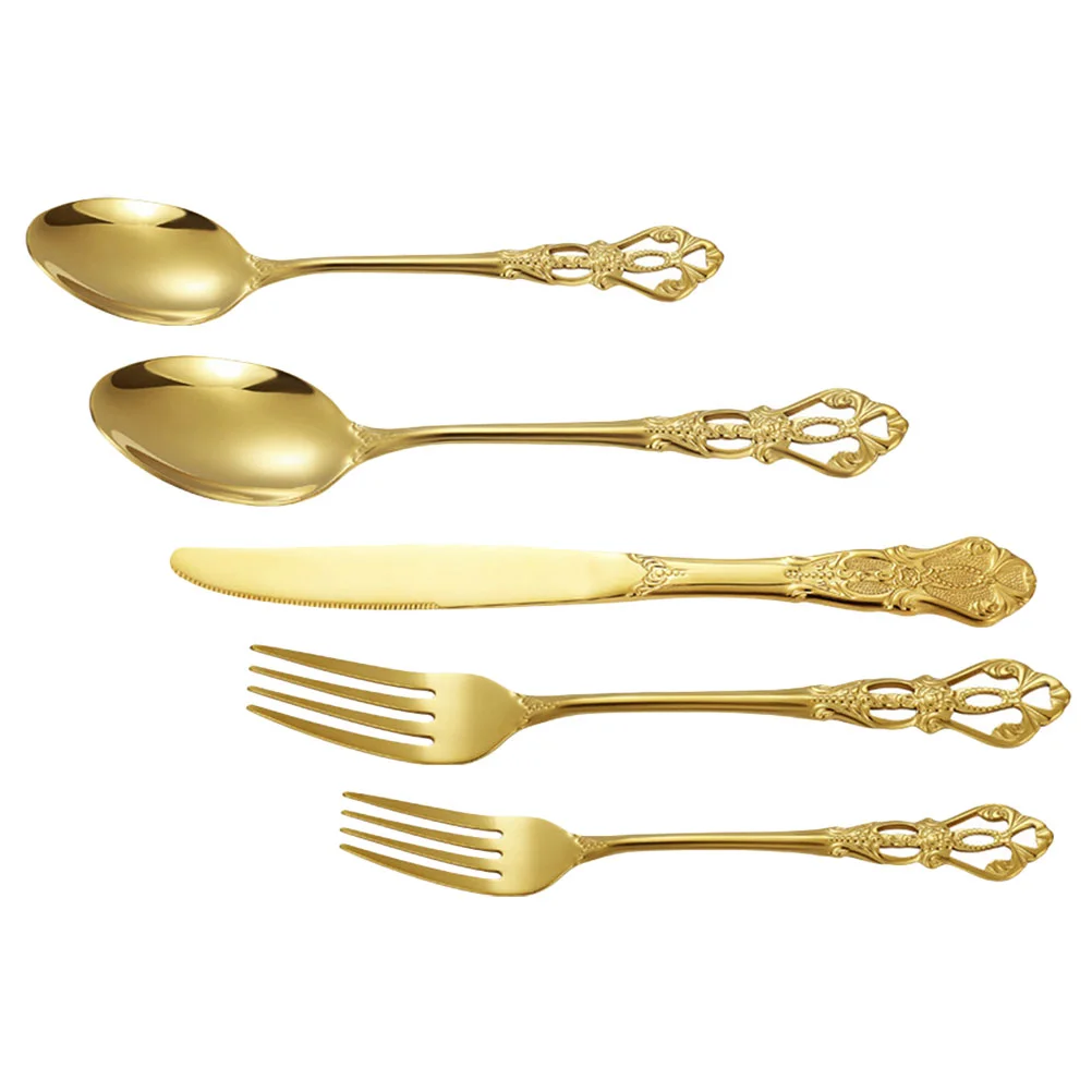 

Western Tableware Dinner Fork Steak Knives Spoon Kit Coffee Stainless Steel Dinnerware Tools Cutlery