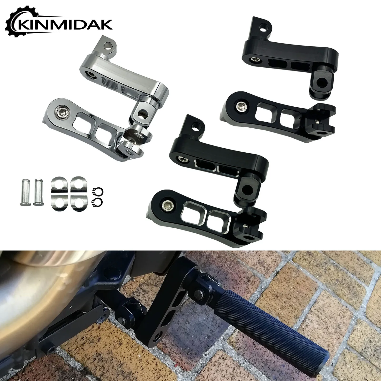 Short Angled Highway Pegs,Adjustable Highway Foot Pegs Foot Rest For Harley Davidson Touring Electra Road King Street Glide With 1.25 Engine Guard