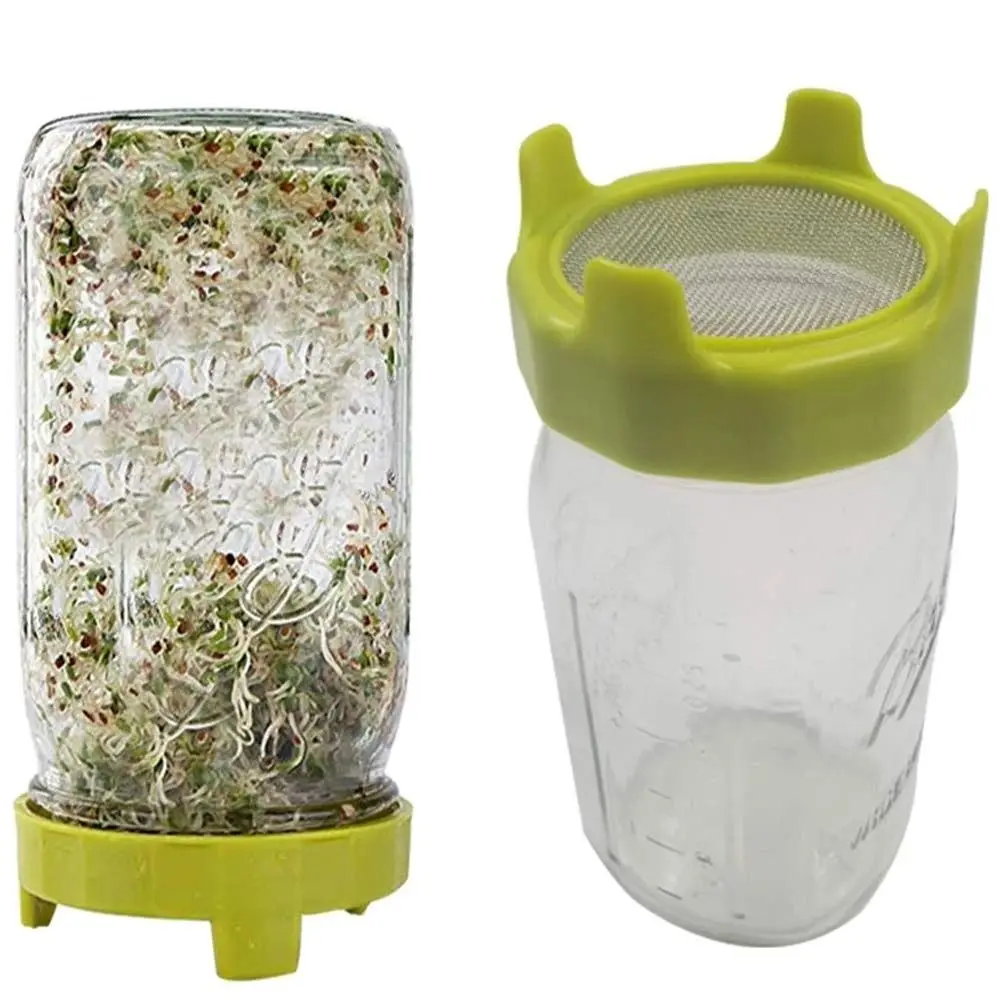 2pcs Plastic Sprouting Lid Mesh Sprout Cover Seed Crop Germination Vegetable Plastic Sealing Ring Lid for Mason Jar Seedling Nursery Bags Hydroponic Germination Tray Hydroponic Gardening Kit Sprouting Jars Kit Seedling Box