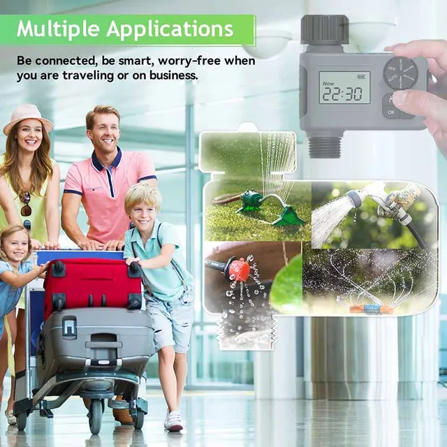 Automatikus Kerti Öntözés Időzítő Nagy Képernyőn Megjelenő Öntözéskézi Akkumulátorral Működtetett Vízálló Digitális - Image 6
