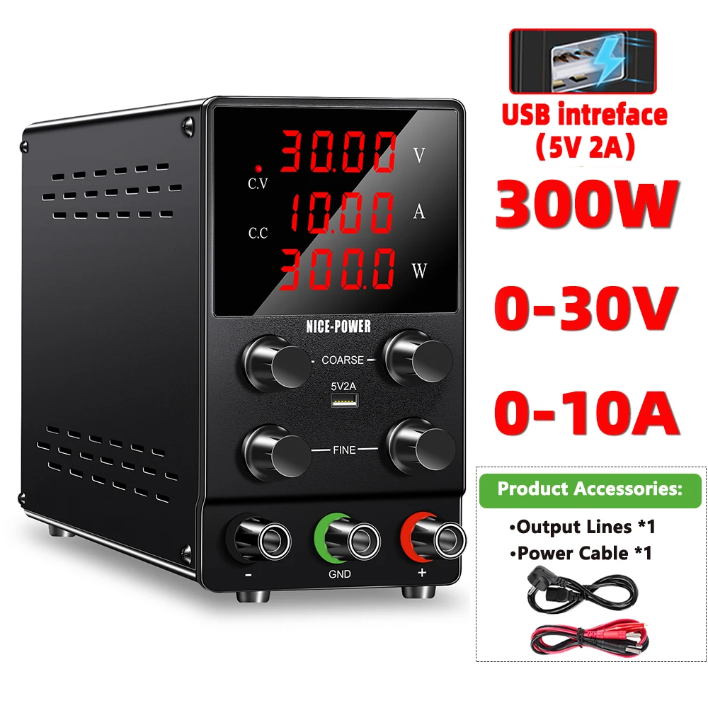 実験室用DC電源 可変60V 20A ベンチ電源 300V 10A RS232 PCソフトウェア制御 メモリ機能 低ノイズ＆リップル 実験室DC電源調整可能な調整スイッチング電源可変ベンチ源30V  10A電圧変換器(NPS3010W0.1V0.01A) 30V 10A 60V5A 調整可能な DC ラボ電源スイッチング実験室 ...