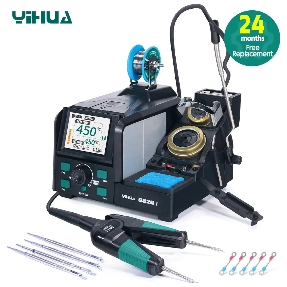 YIHUA-982D-I Pince à épiler de précision, Station de fer à souder pour microscope, Station de expédiélectronique avec étalonnage automatique