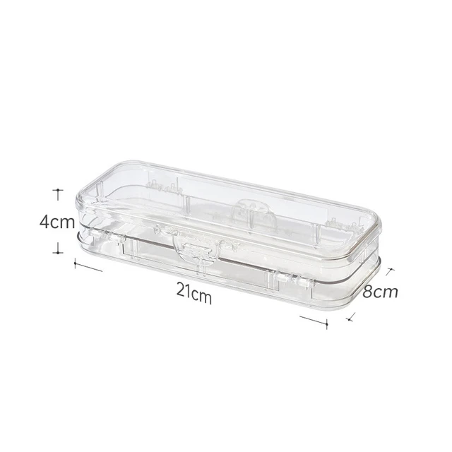 Simple transparent pencil case Plastic Double door double open pencil box  storage box Stationery estuches Office