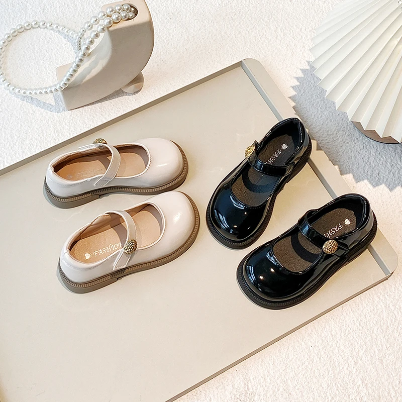 Leather Mary Jane Shoes for Little Girls Autumn Party