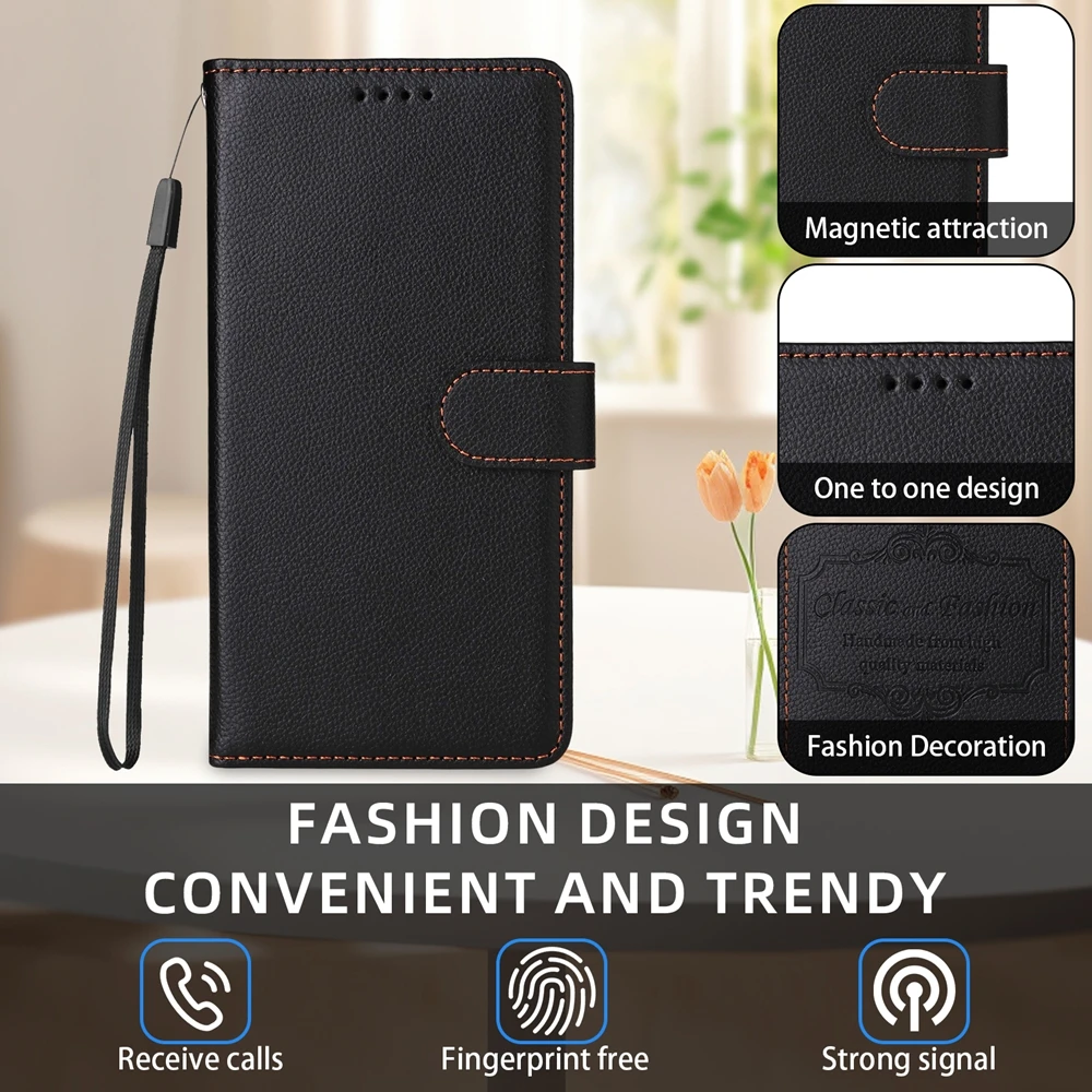 RFID Blocking Leather Wallet Phone Case with Magnetic Flip and Credit Card Slots