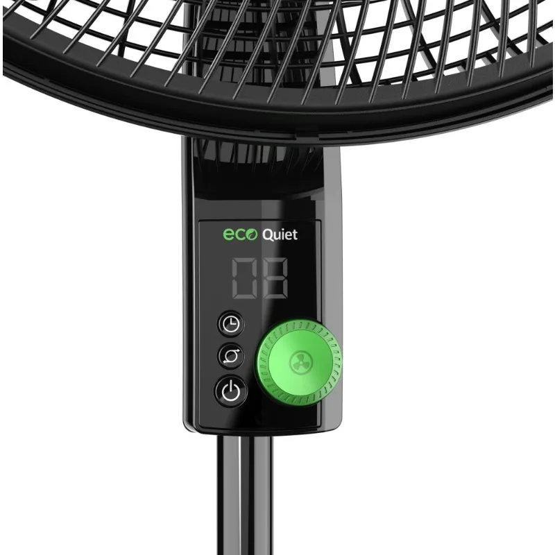 Lasko Oscillating 18” EcoQuiet DC Motor 12-Speed Pedestal Fan with Remote,  S18708, Black