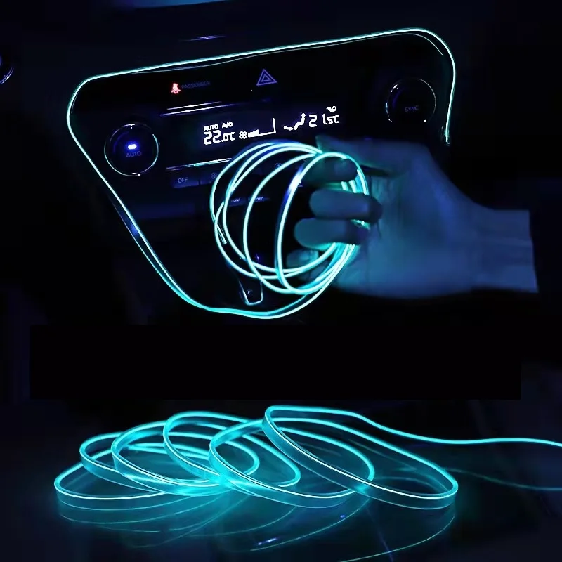 Voiture Led Strip Intérieur Lampes Décoratives Bandes Lampe d'atmosphère  Lumière Froide Décoration Tableau de bord Console Led Lumières d'ambiance  1/3/5m