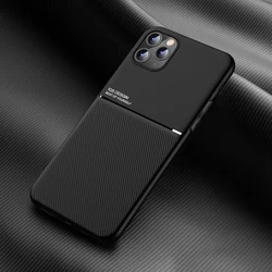 Magnetic Shockproof Soft Back Cover with Built - in Metal Plate - iPhone 15 Pro (Black)