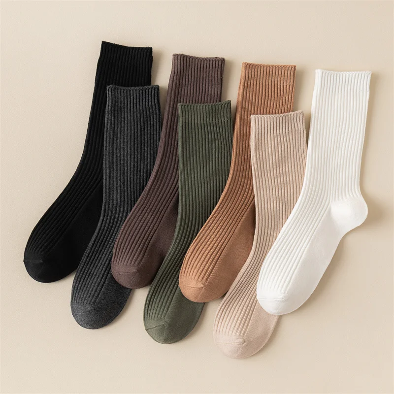 

Absorb New Warm Plain Casual Women Long 2023 Autumn Socks Sweat Sport Girls Cotton Socks Solid Color Korean Style School Breatha