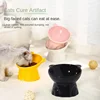Creative Solid Color Simple Style Drinking Water High Footed Anti Knock Ceramic Cat Bowl Cat Dog Food Bowl Ceramic Cute Cat Bowl