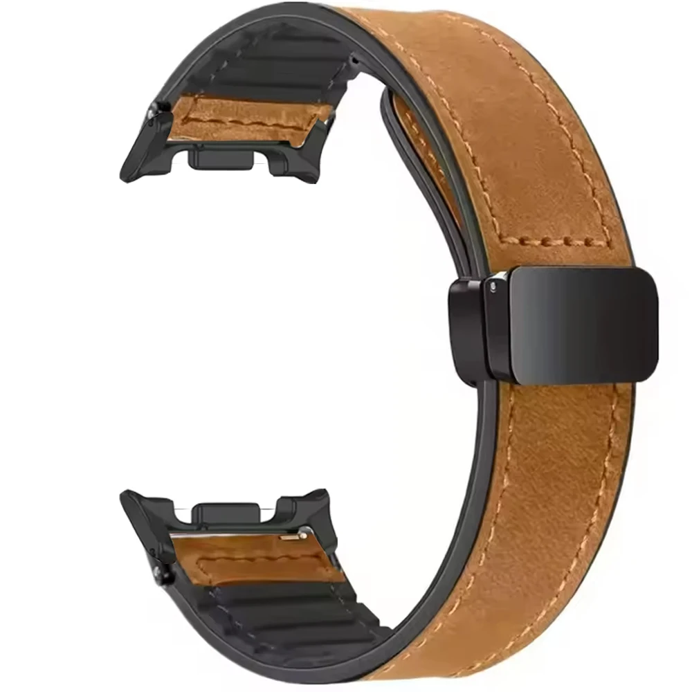 Premium Leather and Silicone Watch Strap - Elegant Wristband Bracelet