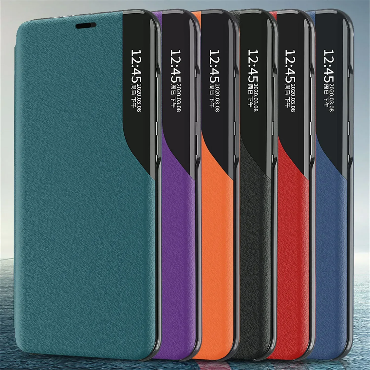 Leather Flip Wallet Phone Case with Magnetic Closure and Stand Feature