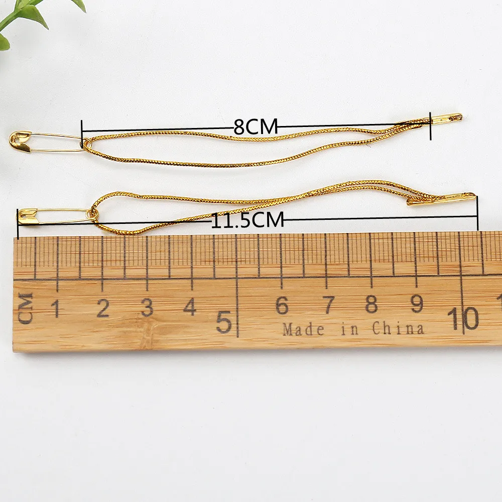 100pcs 8cm Length Gold Lines Loop Locks High Quality Clothing Tags Labels Hanger pin Garments Fasteners Accessories Wholesale