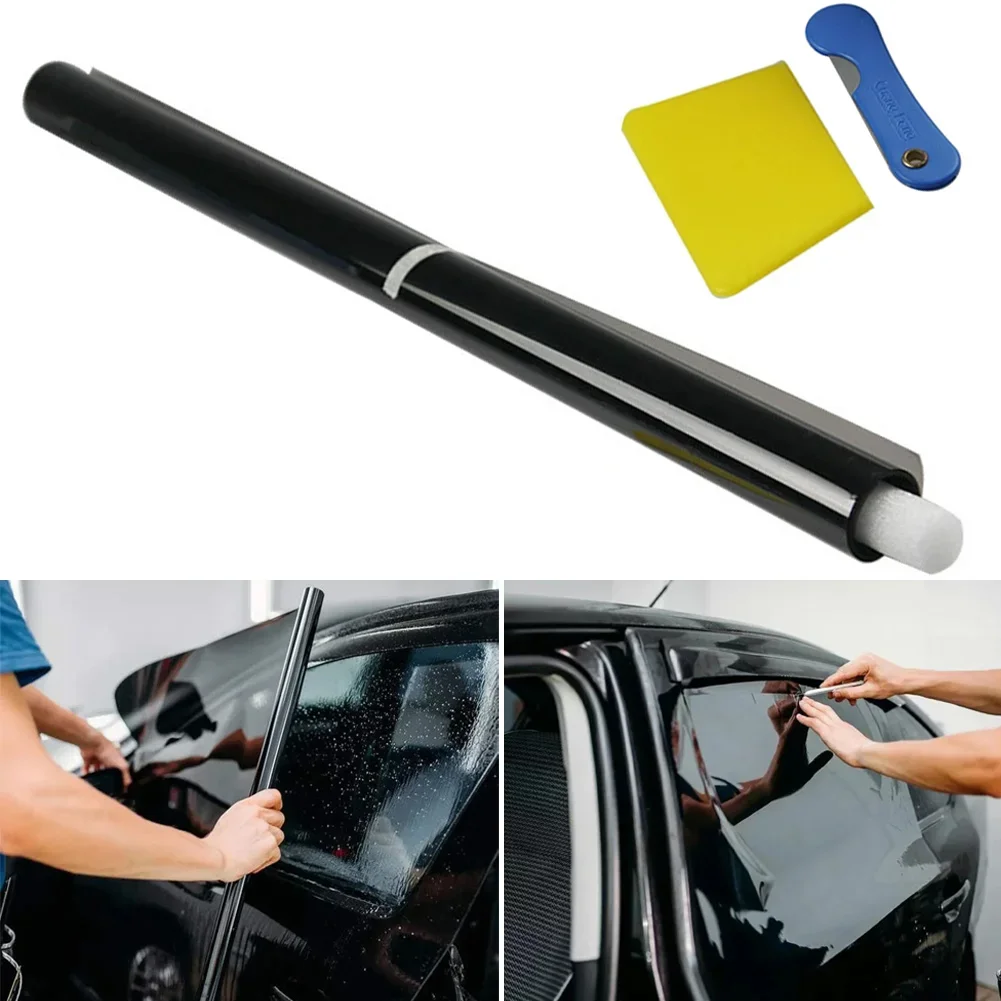 300x50cm Black Car Window Film Roll Car Auto Home Self Adhesive Glass Tint Privacy UV Protector Window Sticker Sun Shade Film