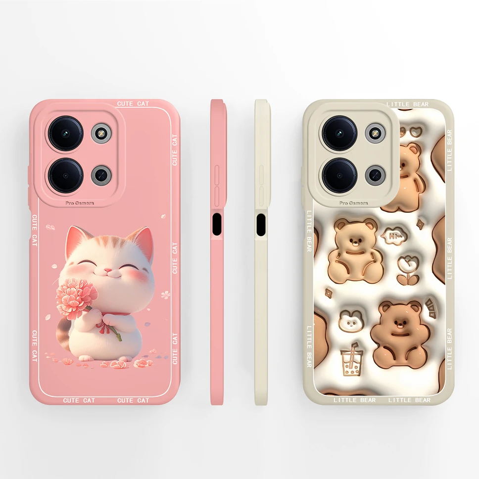 Lovely Cat Bear Cartoon Soft Silicone Phone Case - High Quality Bumper