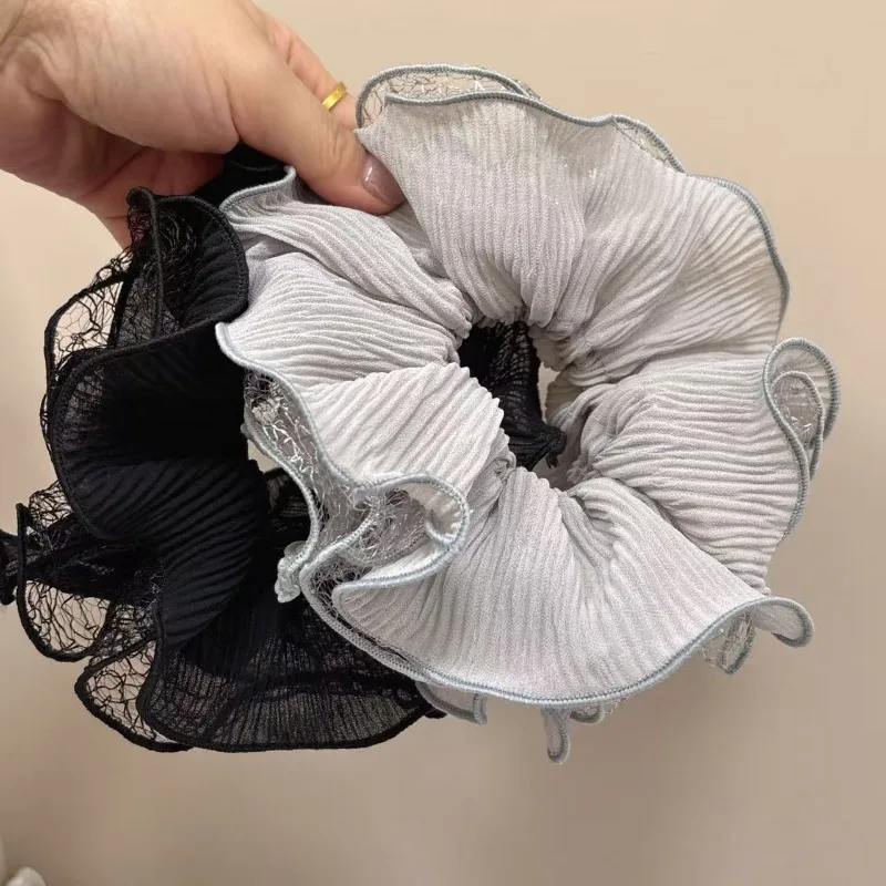 Elegant Lace Mesh Scrunchies for Women - Large Hair Accessory & Ponytail Holder