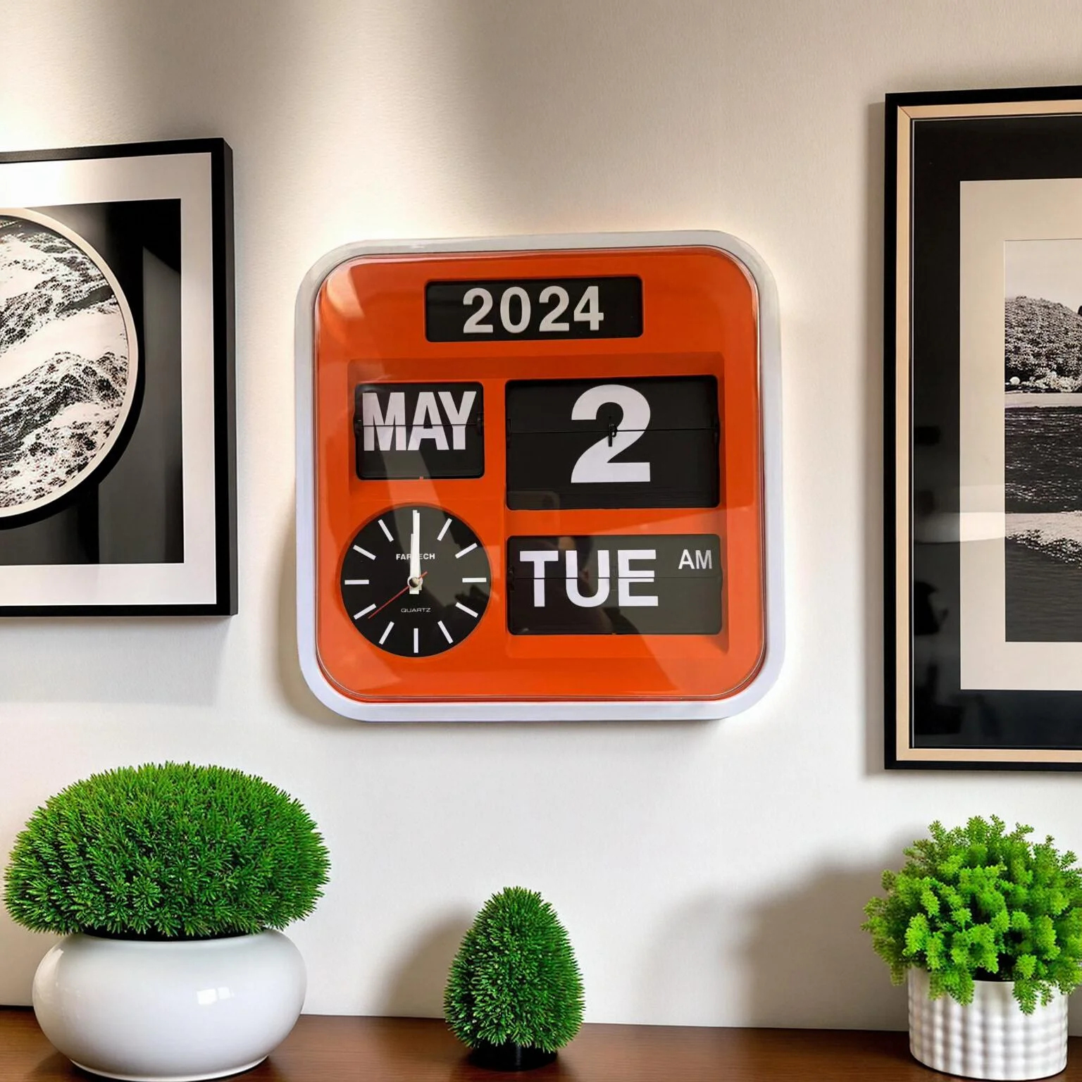 Fartech wall flip clock 32cm Large Auto Calendar Flip Clock Vintage Extra Large Luxury Wall Clock Retro Flip Clocks Wall Watches 5